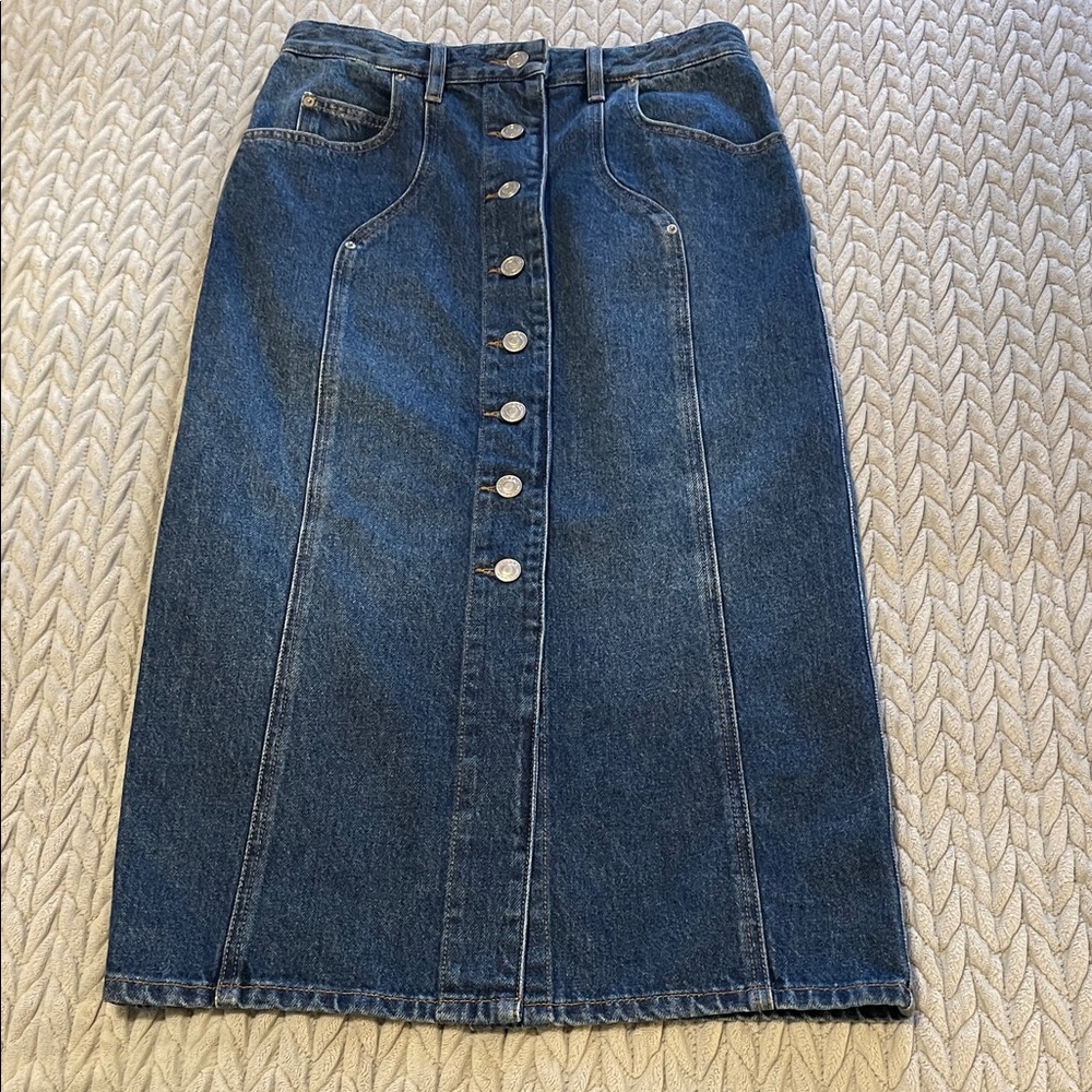 Isabel Marant Dark Blue Denim Button-Front Midi Skirt - Picture 5 of 10